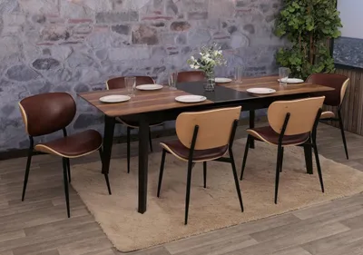 Image de lot de 6 chaises de salle à manger HWC-O45, chaise, bois courbé similicuir 280g/m² Öko-Tex ~ naturel, marron vintage