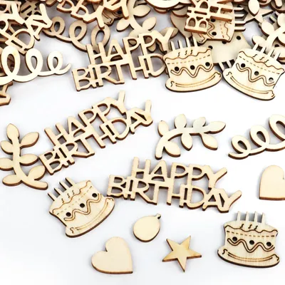 120 Holz-Konfetti Happy Birthday Tischdeko 7 Designs
