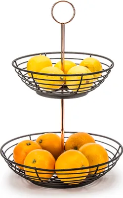 Produktbild von Obstkorb Etagere 2 stöckig Gemüsekorb Obstschale Metall Dekokorb Schwarz STARKE