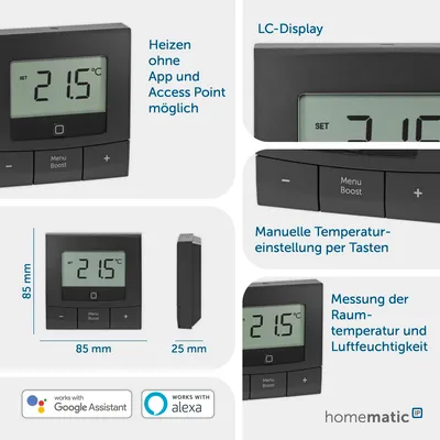 Image de Homematic IP HmIP-WTH-B-A thermostat RF Anthracite