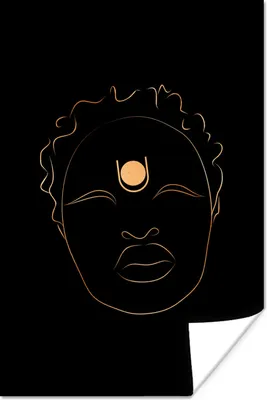 Produktbild von MuchoWow® Poster Frau - Gold - Schwarz - Strichzeichnung 40x60 cm - Plakate für die Wand - Poster Babyzimmer