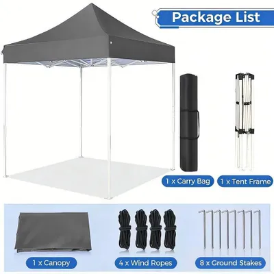 Produktbild von Pop Up Gartenzelt - Faltpavillon - 2x2 m - Wasserdicht mit UV-Schutz - Aluminiumrahmen - Für Garten Terrasse Camping - Grau