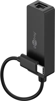 Zdjęcie produktu dla Goobay 76579, USB-C, RJ-45, 0,1 m, Czarny