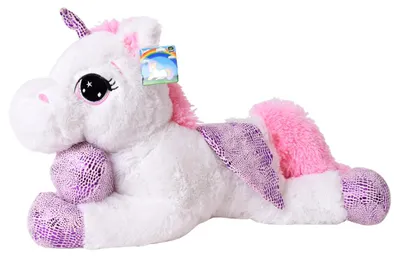Produktbild von TE-Trend Kuscheltier Einhorn 60 cm Plüschtier Stofftier Unicorn Pferd weiß