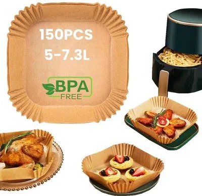 Immagine prodotto di Carta per friggitrice ad aria 20x20 cm, senza BPA, impermeabile, anti-olio