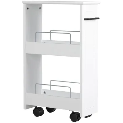 Produktbild von Servierwagen – Dreistöckiger Küchenwagen – Multifunktionaler Aufbewahrungswagen – Rollregal – Badezimmerwagen – 42.5 x 20.3 x 66.7 cm – Weiß