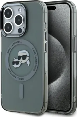 Produktbild von Karl Lagerfeld Klhmp15Xhlskck Iphone 15 Pro Max 6.7 Schwarz/Schwarzes Hardcase Iml Metal Karl&Choupette Head Magsafe