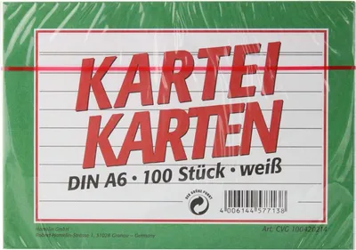 Produktbild von Landré Karteikarten A6 liniert, weiß, 100 Stück