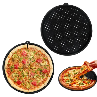 Produktbild von Perforiertes Pizza-Backblech für den Ofen, Set mit 2 Stück