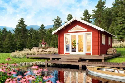 Produktbild von Lasita Maja Gartenhaus / Homeoffice / Ferienhaus Caroline 2.2 Schwedenrot, Farbe:schwedenrot, Dachform:Satteldach