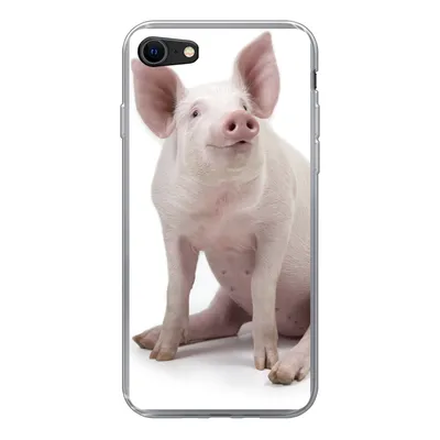 Produktbild von MuchoWow® Handyhülle Schutzhülle Hülle für iPhone 8 Schwein - Bauernhoftiere - Weiß Silikon Softcase Handy Hülle - Schutzhaube
