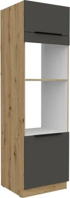 Obrázek produktu pro Skříň na vestavné spotřebiče LUNARA - šířka 60 cm, grafit / dub artisan