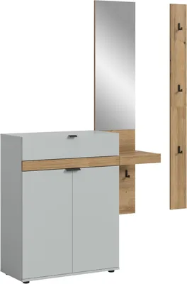 Produktbild von Garderoben-Set Naro 2 | weiß / Evoke Oak | 3-teilig