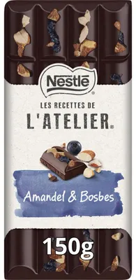 Image de L'Atelier Puur Bosbes Chocolat Amande & Noisette 150g - Chocolat noir fin