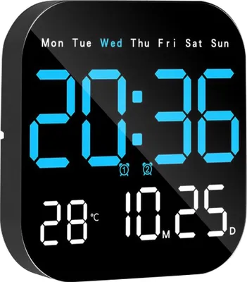 A digital clock displaying the time, date, and temperature.