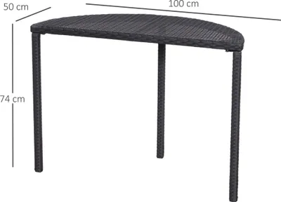 Produktbild von Outsunny Balkontisch Garten Beistelltisch Tisch Gartenmöbel Polyrattan halbrund