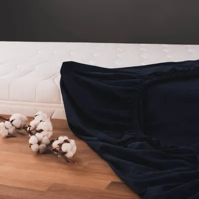 Produktbild von Blumtal Basics Spannbettlaken 80x160-180 cm Jersey - Bettlaken 80x160 Kinder 100% Baumwolle - Spannbettlaken Beistellbett - Spannbettlaken 160x80cm - Dunkelblau - Blau