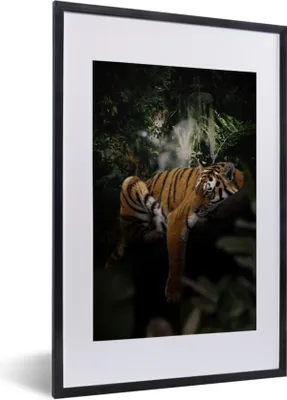 Produktbild von MuchoWow® MuchoWow® Gerahmtes Poster Tiger - Dschungel - Baum 40x60 cm - Poster mit zchwarzem Bilderrahmen - Poster in Rahmen