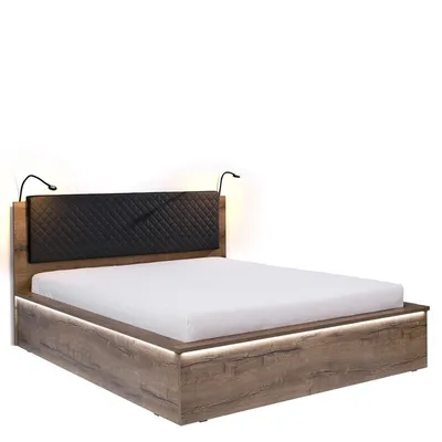 Obrázok produktu pre Manželská posteľ s LED osvetlením 160x200 PEORIA - dub monastery / čierna