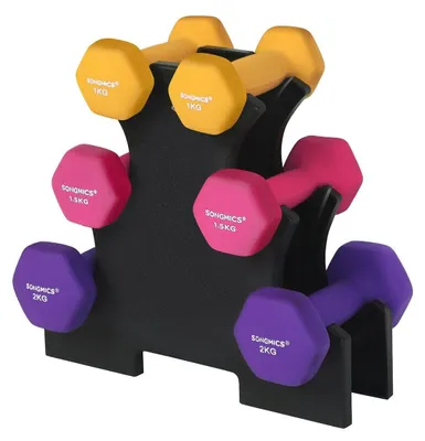 Produktbild von Neopren-Hantelset – Krafttraining zu Hause – Gusseisen – rutschfest – Ablage – 6 Hanteln