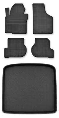 Zdjęcie produktu dla Dywaniki gumowe + mata bagażnika do Seat Altea 2007-2008 (standardowy bagażnik) – czarne, dobierane – Wielganizator Semi-Universal