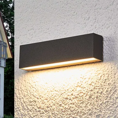 Produktbild von Lindby - Moderne längliche Außenleuchte I Wandleuchte fur Außen I Gartenlampe I Gartenleuchte schwarz inkl. LED - Elvira I Außenbeleuchtung - Aluminium Rechteckig - I (nicht austauschbare) LED