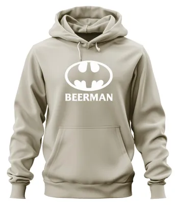 Produktbild von Beerman Bier Superheld Logo Party Geschenk Bierliebhaber Hoodie Kapuzenpullover, Natur, M
