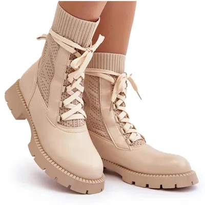 Produktbild von Damen Schnürstiefeletten mit Socke in hellem Beige Gentiana 40