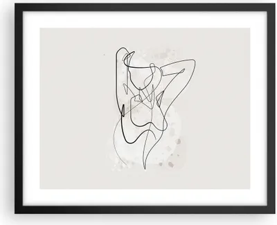 Produktbild von Gerahmtes Poster - Schwarzer Rahmen - Linie Frau Linie - 50x40 cm - Wand Bild - Wanddeko - Wandbilder - Kunstposter - Wandposter - Bilderrahmen - Bilder - Kunstdruck - Wanddekoration - P2BAA50x40-5119