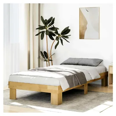 Produktbild von Bettgestell 75x190 cm Einzelbett aus Massivholz Eiche