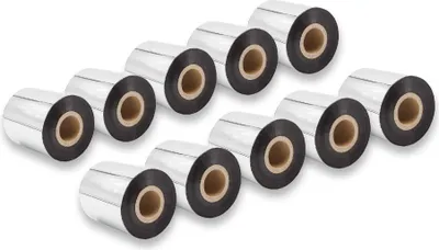 Produktbild von vhbw 10x Thermotransfer-Band kompatibel mit Godex EZ-6300 Plus, EZPI 1200 Drucker Etikettendrucker, Wischfest, 70 mm x 300 m, Wachs-Plus Schwarz