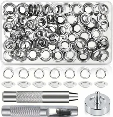 Ösen-Werkzeugset 120-teilig, 6 mm, silberfarben