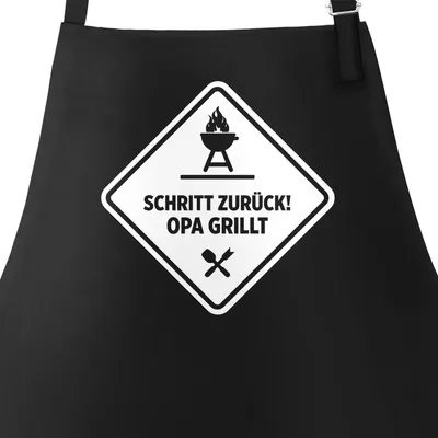 Produktbild von Grill-Schürze für Opa mit Spruch Schritt zurück - Opa grillt Moonworks® schwarz unisize