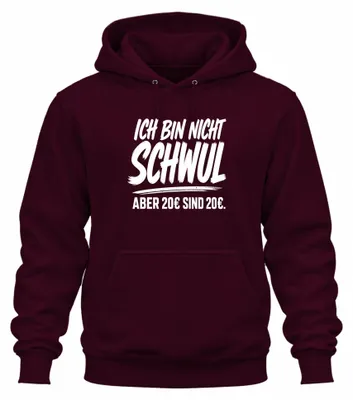 Productafbeelding van Ik ben niet homoueel, maar dit is een sarcastische opdruk. JGA-hoodie, sweatshirt, bordeauxrood, maat XL