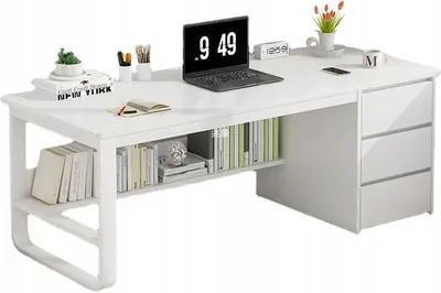 Produktbild von WEISSER LOFT-COMPUTERSCHREIBTISCH FÜR LAPTOP-SKANDINAVISCHER COMPUTER MIT 3 ABLAGEN,  groß