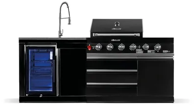 Produktbild von GORILLER® BLACKBACK S6 Outdoor-Küche, Gasgrill mit Kühlschrank-Waschbecken-Kombination, Edelstahl, Schwarz