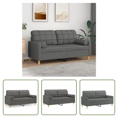 Produktbild von The Living Store 2-Sitzer-Sofa mit Zierkissen Dunkelgrau 140 cm Stoff