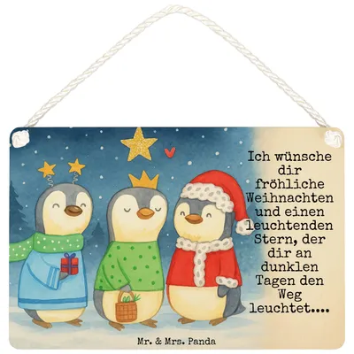 Produktbild von Mr. & Mrs. Panda Schild Winterzeit Heilige drei Könige Design DIN A4 - Weiß - Geschenk, holzbild, Weihnachten, wandhänger, Holzschild, Weihnachtstage, Deko Wandbild