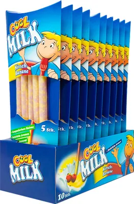 Immagine prodotto di Cannuccia da bere Cool Milk con ciliegia e banana e granuli 30g confezione da 10