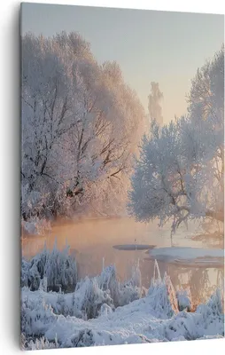 Produktbild von Bild auf Leinwand - Leinwandbild - Einteilig - Winter Schnee Fluss - 80x120cm - Wand Bild - Wanddeko - Wandbilder - Leinwanddruck - Wanddekoration - Leinwand bilder - Wandbild - PA80x120-4108