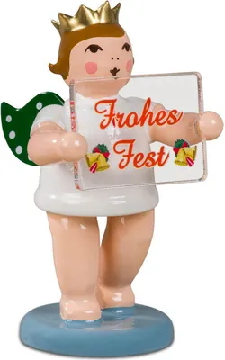 Imagen del producto de Figura de madera de ángel con placa navideña, sin corona, altura de 6,5 cm. Producto nuevo