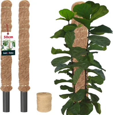 Immagine prodotto di KOTARBAU® 2 pezzi Tutori per Piante ⌀ 3,2 x 50 cm Palo di Muschio per Monstera Fibra di Cocco Palo per Piante Marrone Stecche per Piante Bastone