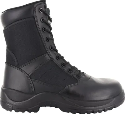 A black boot is shown against a white background.