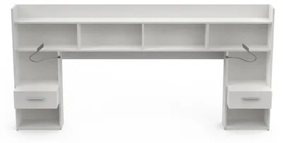Image de CALICOSY - Tête de lit avec tables de chevets et liseuses led intégrées blanc L108,5 cm - CHICAGO