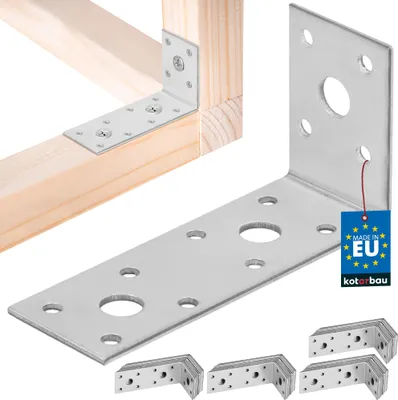 Produktbild von KOTARBAU® 50 Stk. Winkelverbinder 100x50x35mm verzinkter Stahl Silber Schwerlastwinkel Balkenverbinder Möbelwinkel Winkelblech Holzverbinder Regalwinkel Winkel Metall Stabil Langlebig Stahlwinkel