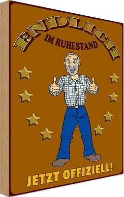 Produktbild von vianmo Holzschild 18x12 cm Rentner Endlich im Ruhestand Dekoration