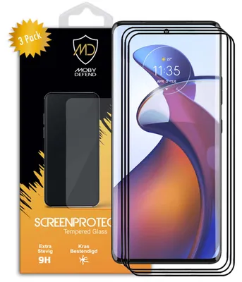 Productafbeelding van 3-Pack MobyDefend Screenprotectors - Geschikt voor  Motorola Edge 30 Fusion  -  Screensaver Met Zwarte Randen - Gehard Glas