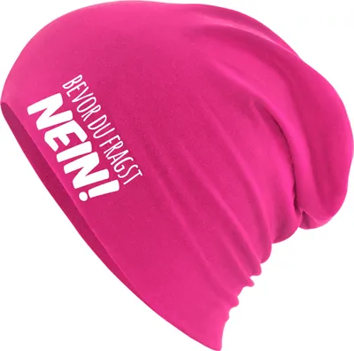 Produktbild von Huuraa Beanie Bevor du fragst Nein Schriftzug Fuchsia One Size Baumwolle und Elasthan Mütze Geschenkidee