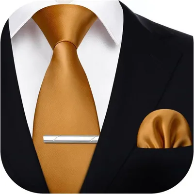 Imagen del producto de Corbata, pañuelo de bolsillo y clip para corbata, juego, talla única, color beige claro