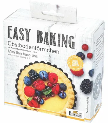 Immagine prodotto di Birkmann Easy Baking Obstbodenförmchen, 6er Set, Kuchenform, Backform, Obstkuchenform, Karbonstahl, Ø 12 cm, 881587